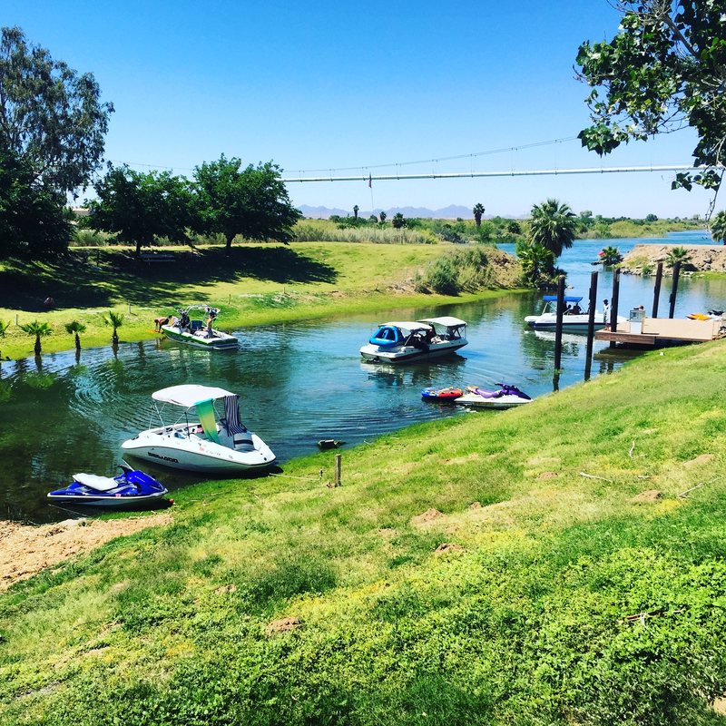 Boats in the private cove at The Cove